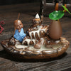 Original ceramic backflow incense burner, lotus pond moonlight aromatherapy burner, antique mountain and flowing water incense road creative ornament - Toy Collection