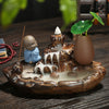 Original ceramic backflow incense burner, lotus pond moonlight aromatherapy burner, antique mountain and flowing water incense road creative ornament - Toy Collection