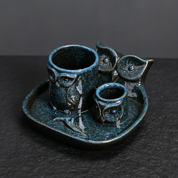 Kiln-changed ceramic candle tray American owl sage Peru holy wood burning bracket incense incense holder - Toy Collection