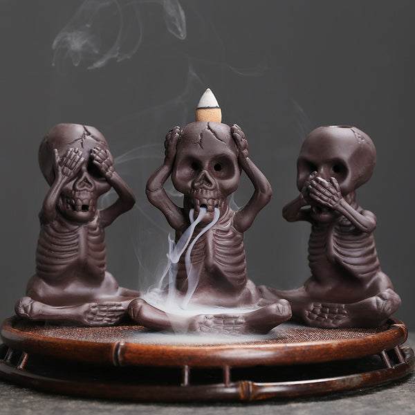 Original purple sand backflow incense burner Halloween gift, American skull head ghost backflow incense incense burner ornament - Toy Collection