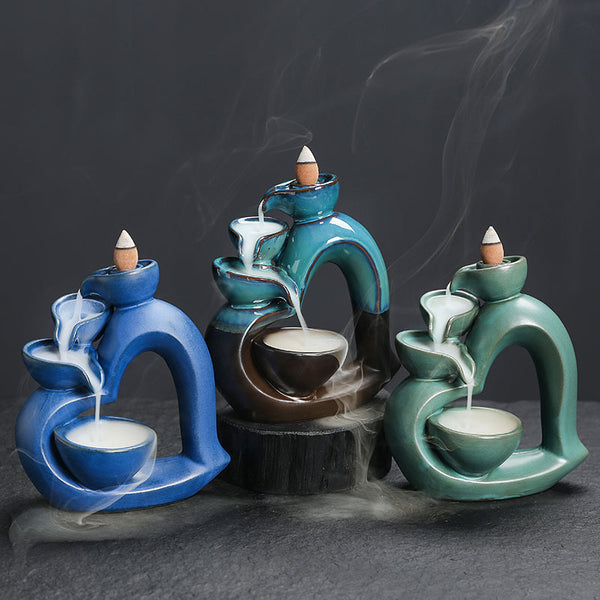 Ceramic backflow aromatherapy burner has both sides, creative European and American love Valentine's Day sandalwood backflow incense burner ornament - Toy Collection