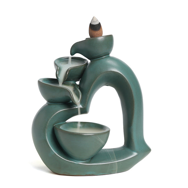Ceramic backflow aromatherapy burner has both sides, creative European and American love Valentine's Day sandalwood backflow incense burner ornament - Toy Collection