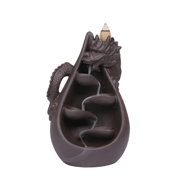 Purple sand Chinese dragon backflow incense burner home decoration, creative large dragon backflow aromatherapy burner craft gift - Toy Collection