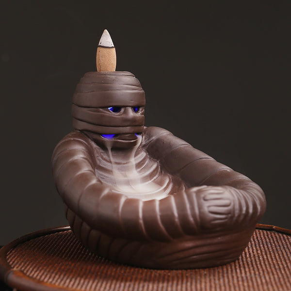 Purple sand, mummy backflow aromatherapy burner, home furnishings, creative skull LED light, backflow incense burner gifts - Toy Collection