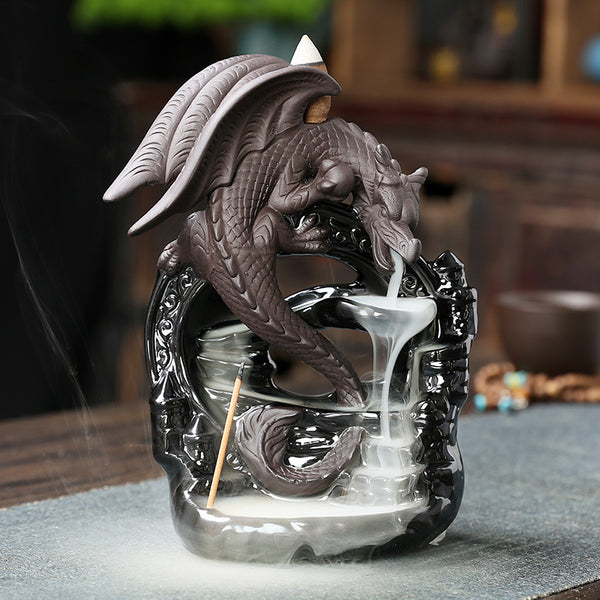 Original European Pterosaur Sandalwood Backflow Aromatherapy Furnace Creative Black Pterosaur Waterfall Backflow Aromatherapy Furnace Ornament - Toy Collection