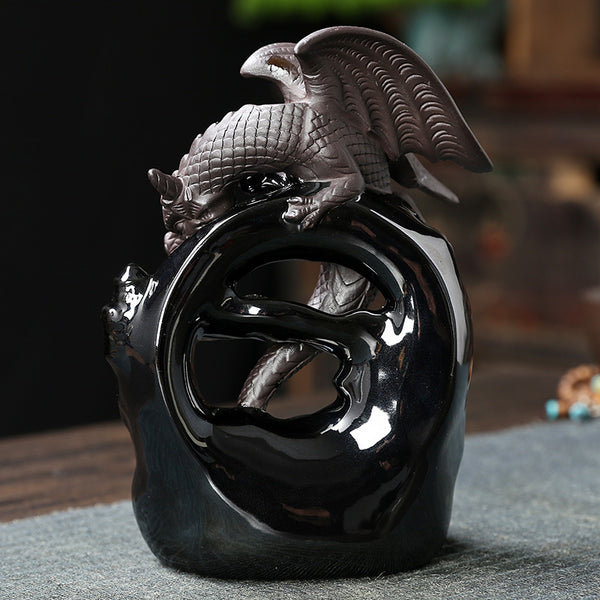 Original European Pterosaur Sandalwood Backflow Aromatherapy Furnace Creative Black Pterosaur Waterfall Backflow Aromatherapy Furnace Ornament - Toy Collection