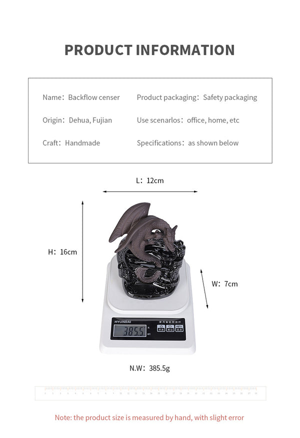Original European Pterosaur Sandalwood Backflow Aromatherapy Furnace Creative Black Pterosaur Waterfall Backflow Aromatherapy Furnace Ornament - Toy Collection