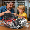 Supercar Ferrari, Enzo V12 engine, car engine building block model, light spray, toys